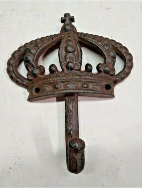 Rustic Crown Wall Hook - Brown Cast Iron